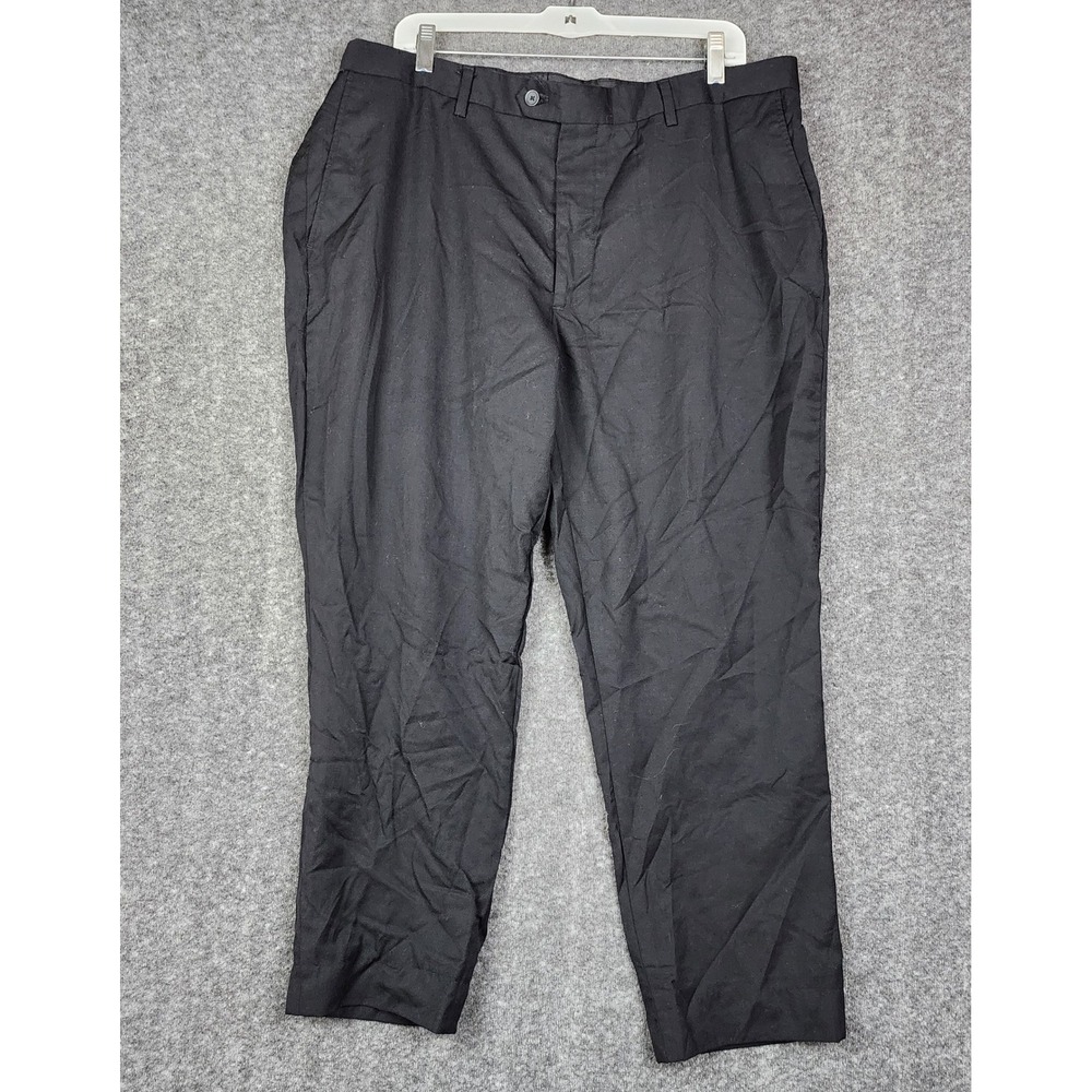 Pronto Uomo Dress Pants Mens 40x26 Black 100% Wool Platinum Flat Front Trousers